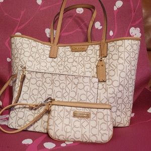 Calvin Klein Large Tote with Wristlets